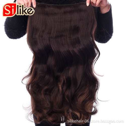 Natural Wavy Long Clips in Hair Extension Synthetic Natural Hair Water Wave Blonde Black Brown Red 24'' For Women Hairpieces